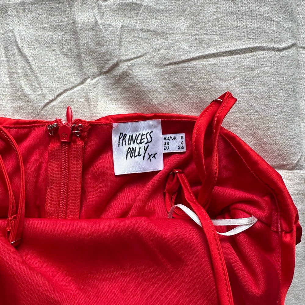 Princess Polly Red Ruched Dress - Picture 4 of 4